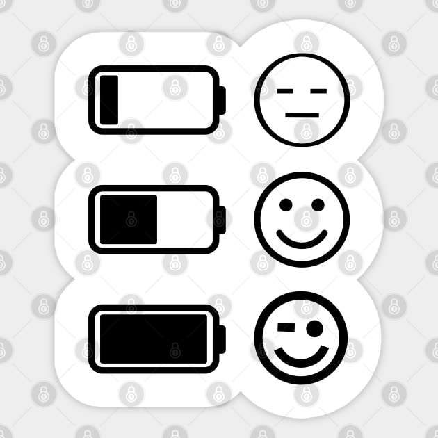 Battery level - energy, sad to happy Sticker by moonalida